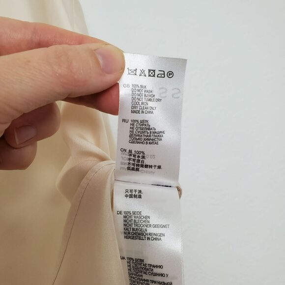 Reiss Womens Jorja Silk Top Size 2 V-Neck Racerback Cream Ivory Sleeveless FLAW - Picture 5 of 9